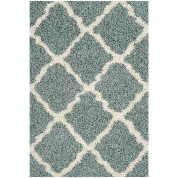 Brayden Studio Hounslow Looped/Hooked Light Blue/Ivory Rug & Reviews Wayfair.co.uk